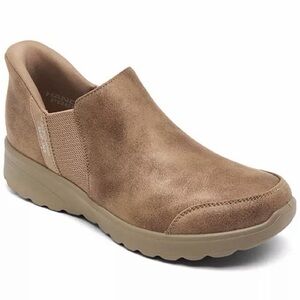 Skechers Women 6.5 Slip ins Booties Memory Form Brown Shoes Handfree Ankle Boots